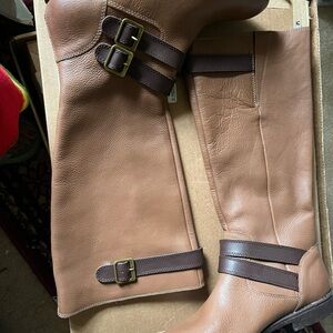Montana Brown Leather Riding Boots with Buckle Accents 9.5 new.. never worn.